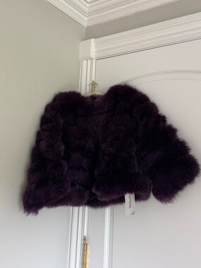 Kids Faux Fur Coat in Deep Plum